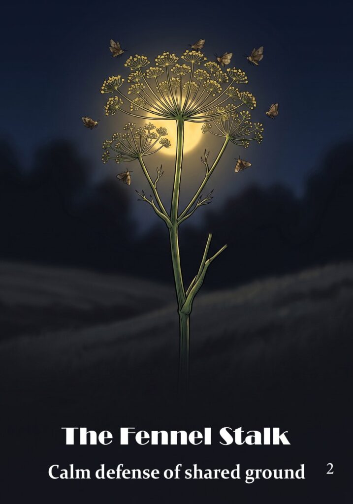 The Fennel Stalk oracle card from the Hearth & Hedge Oracle deck