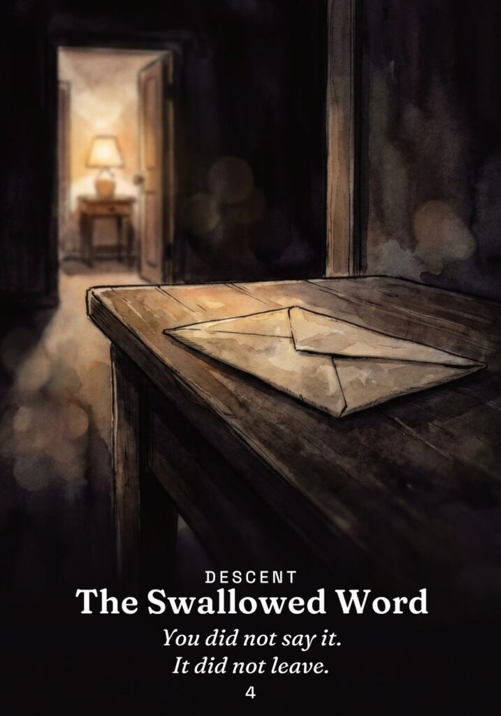 The Swallowed Word oracle card from The Gold in the Dark deck