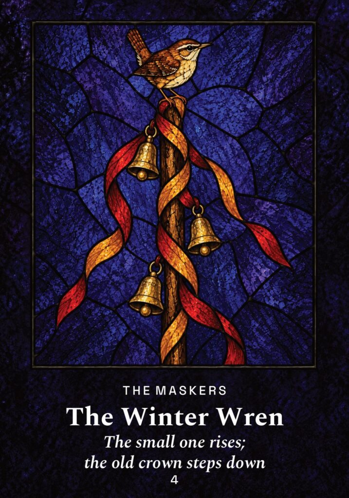 The Winter Wren oracle card from The Yule Beasts Oracle deck