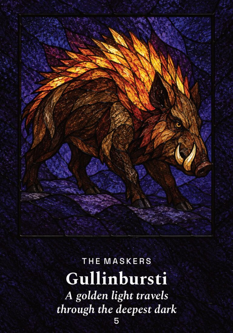 Gullinbursti oracle card from The Yule Beasts Oracle
