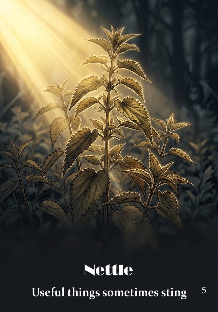 Nettle oracle card from the Hearth & Hedge Oracle deck
