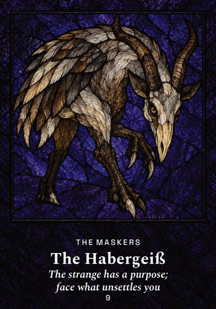 The Habergeiß oracle card from The Yule Beasts Oracle deck