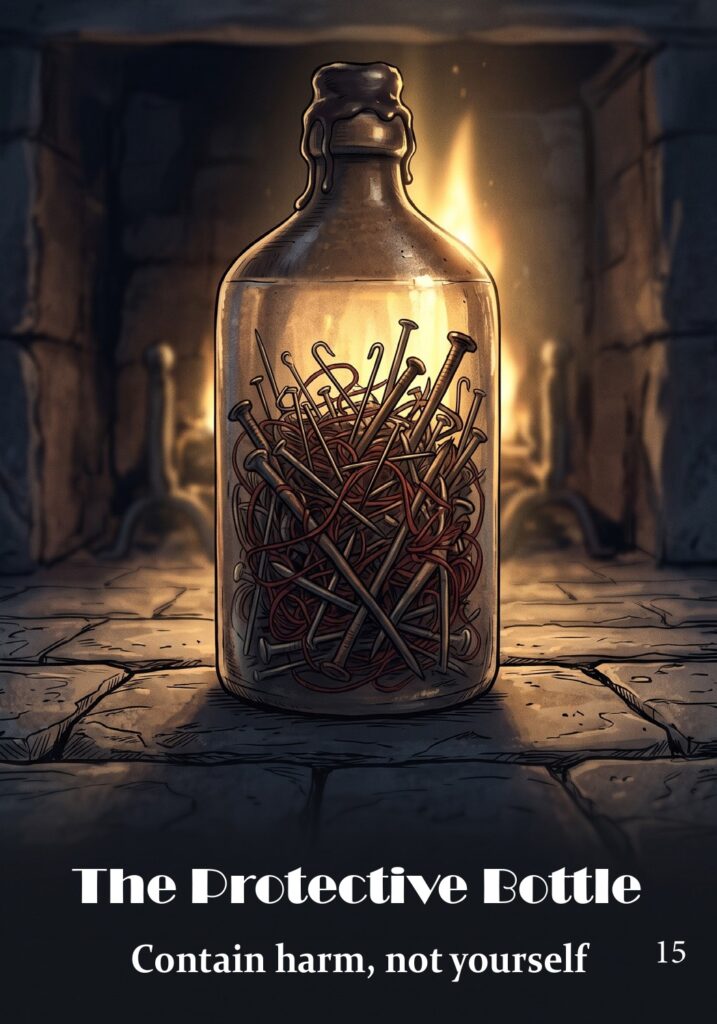 The Protective Bottle oracle card from the Hearth & Hedge Oracle deck