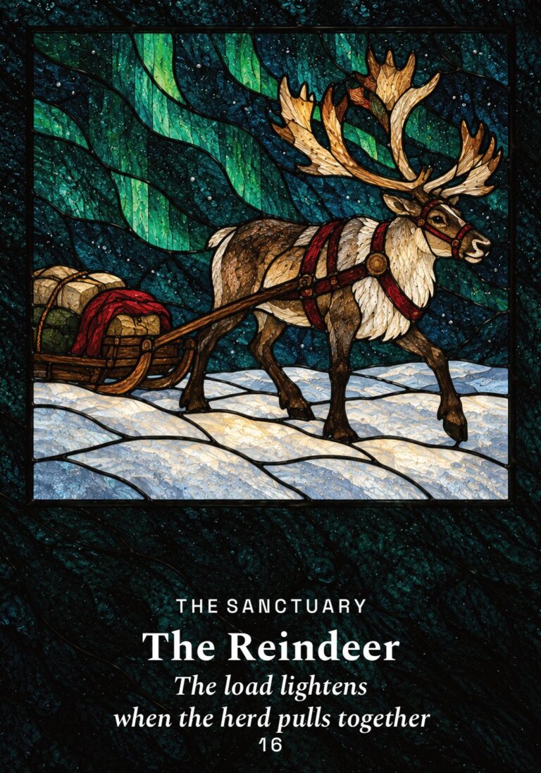 The Reindeer oracle card from The Yule Beasts Oracle