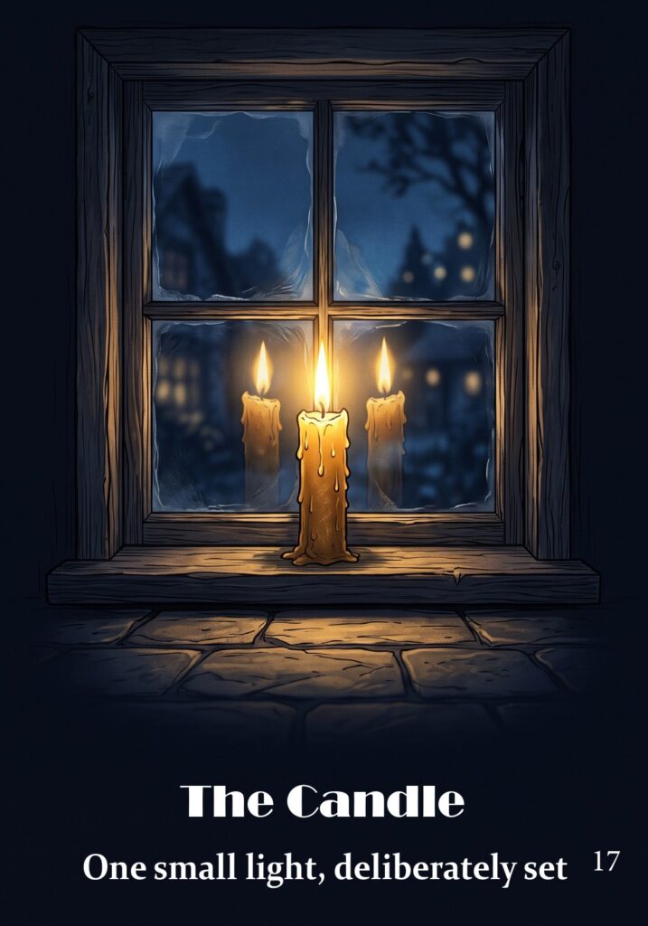 The Candle oracle card from the Hearth & Hedge Oracle deck