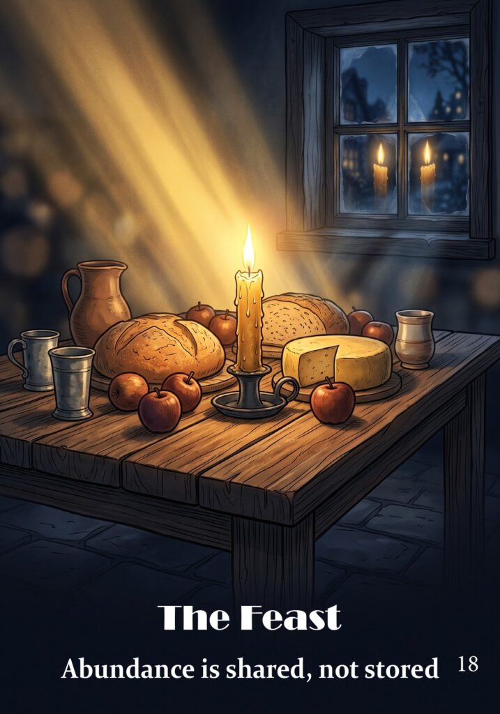 The Feast oracle card from the Hearth & Hedge Oracle deck
