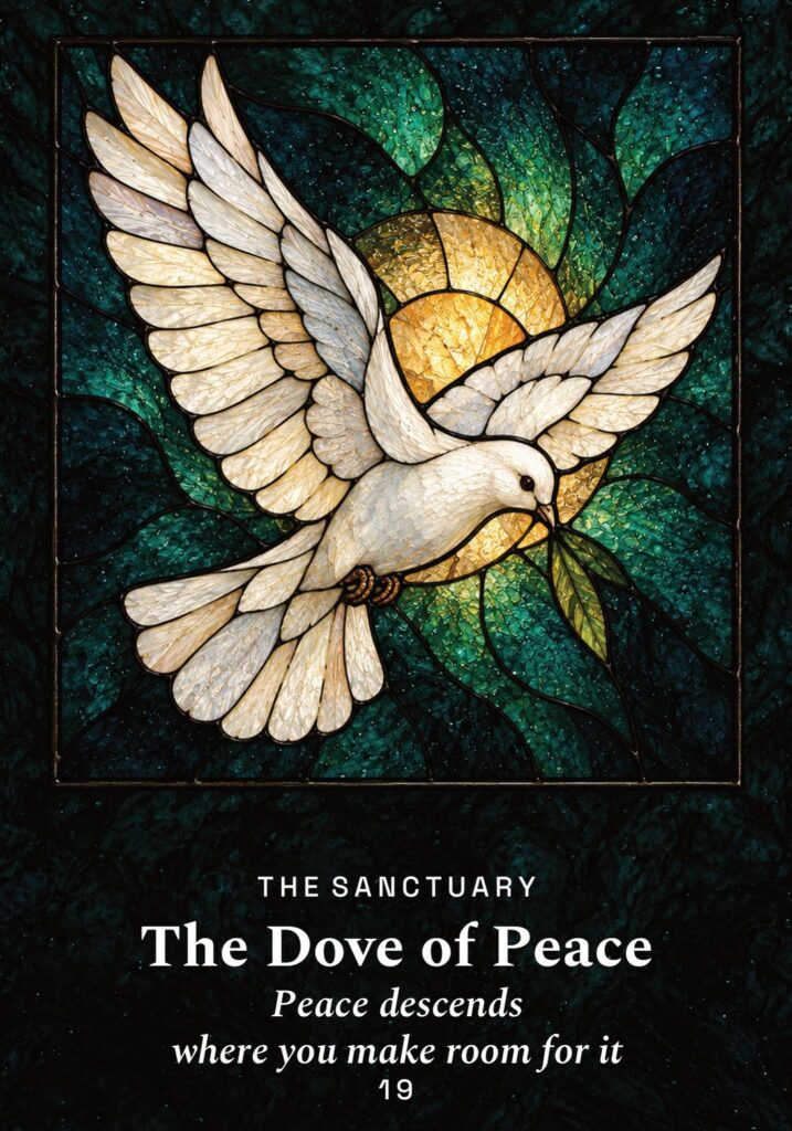 The Dove of Peace oracle card from The Yule Beasts Oracle deck