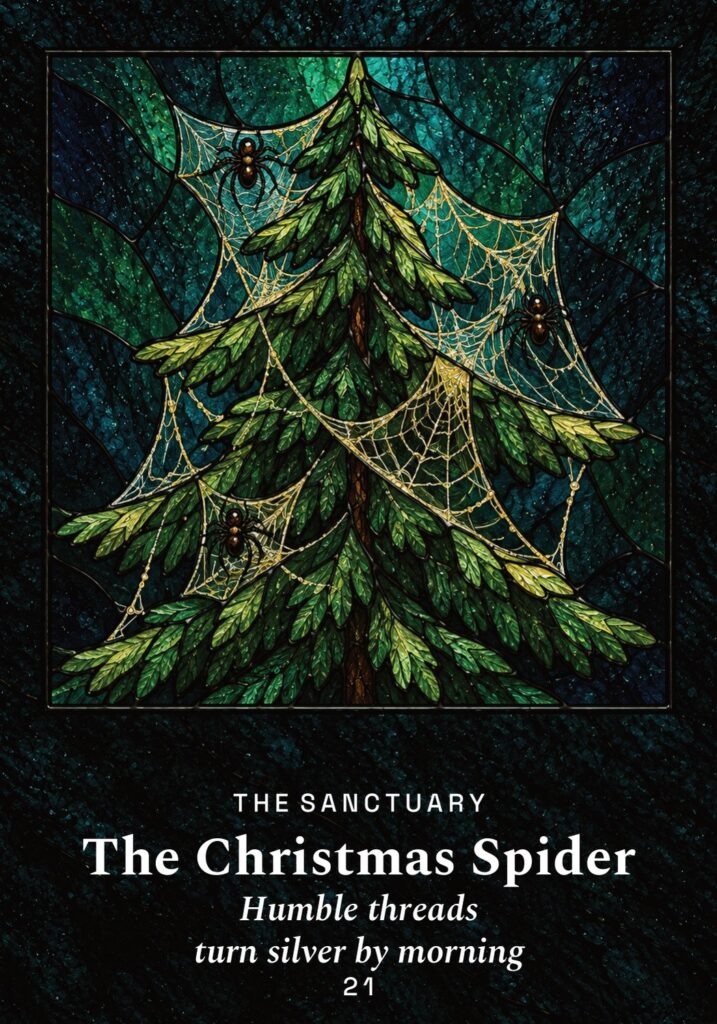 The Christmas Spider oracle card from The Yule Beasts Oracle deck