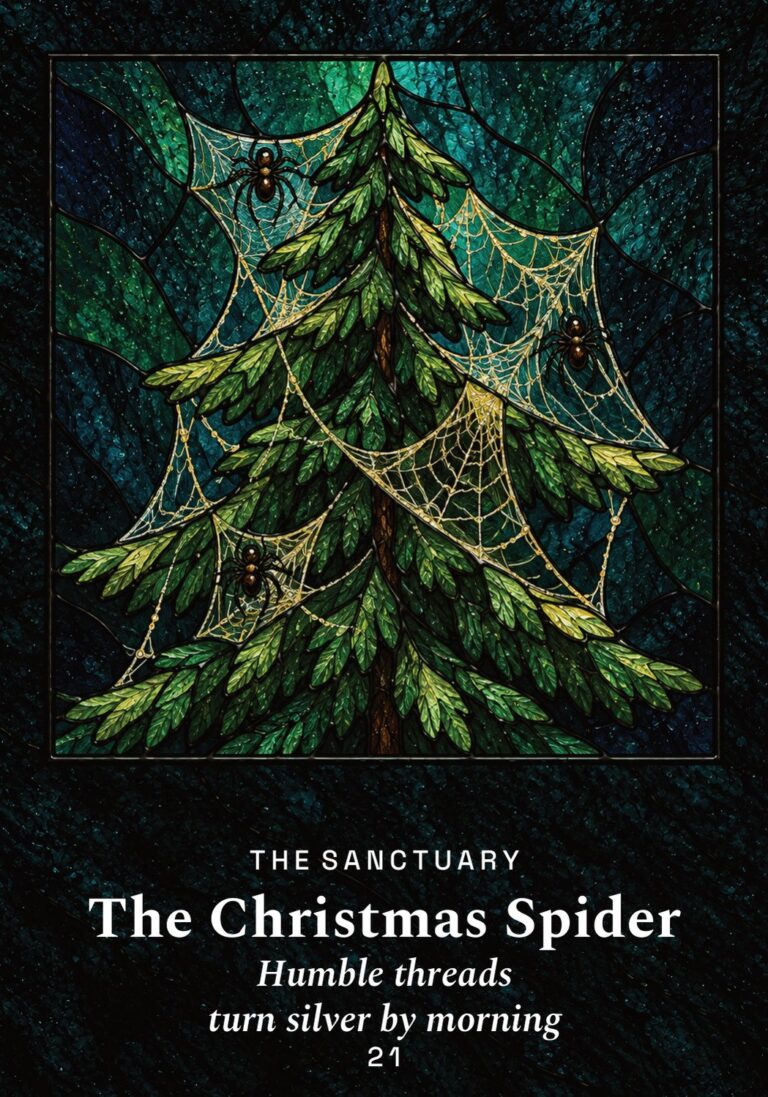 The Christmas Spider oracle card from The Yule Beasts Oracle