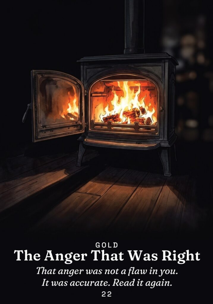 The Anger That Was Right oracle card from The Gold in the Dark deck