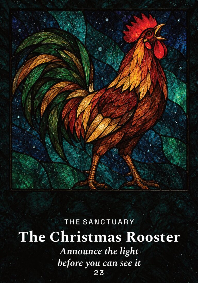 The Christmas Rooster oracle card from The Yule Beasts Oracle