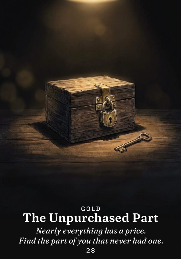 The Unpurchased Part oracle card from The Gold in the Dark deck