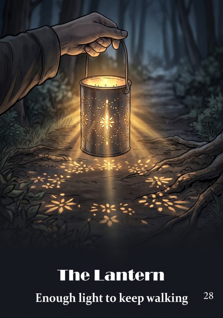 The Lantern oracle card from the Hearth & Hedge Oracle deck