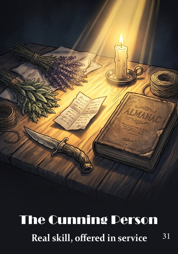 The Cunning Person oracle card from the Hearth & Hedge Oracle deck