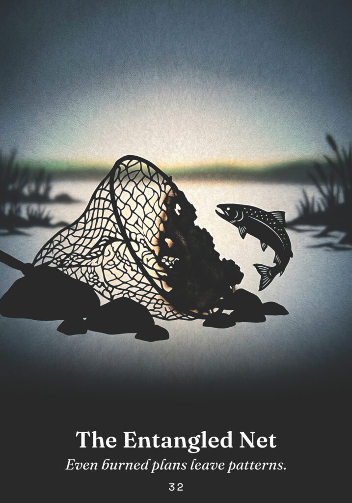 The Entangled Net oracle card from the The Trickster Oracle deck