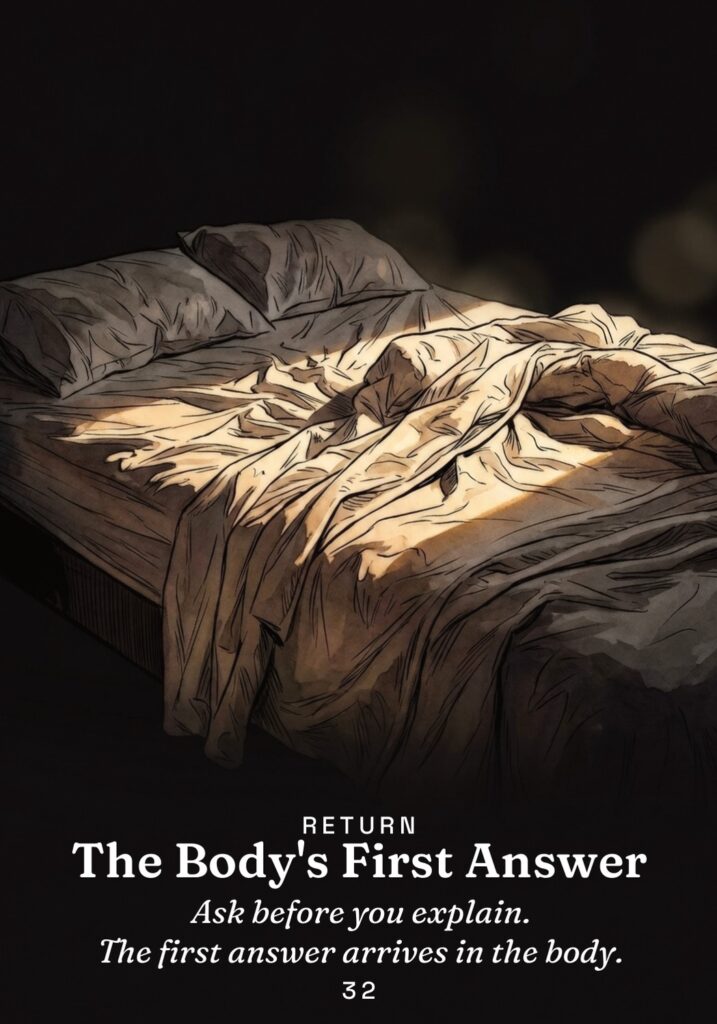 The Body’s First Answer oracle card from The Gold in the Dark deck