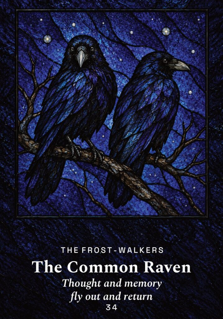 The Common Raven oracle card from The Yule Beasts Oracle deck