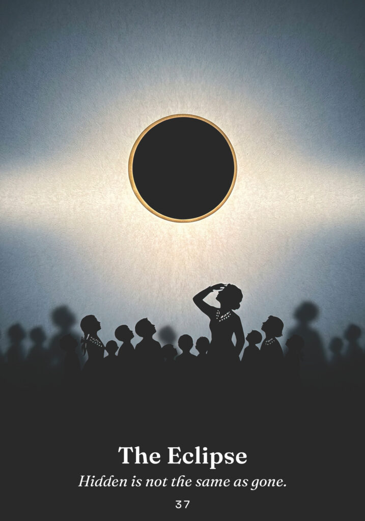 The Eclipse oracle card from the The Trickster Oracle deck