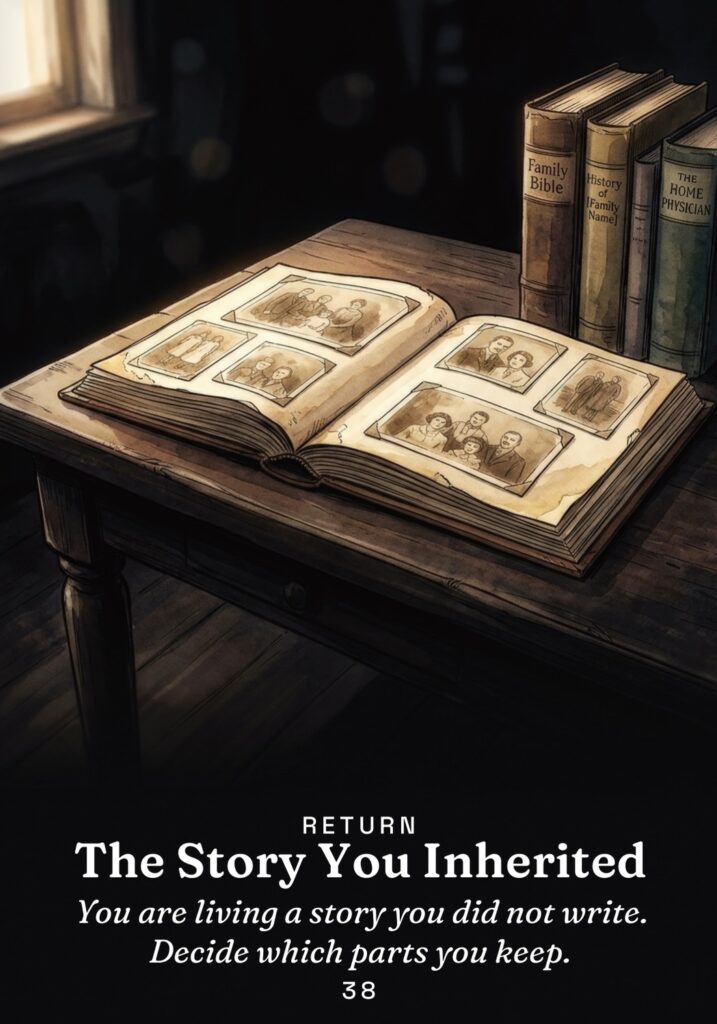 The Story You Inherited oracle card from The Gold in the Dark deck