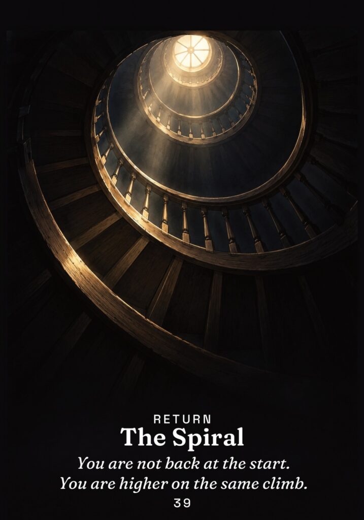 The Spiral oracle card from The Gold in the Dark deck