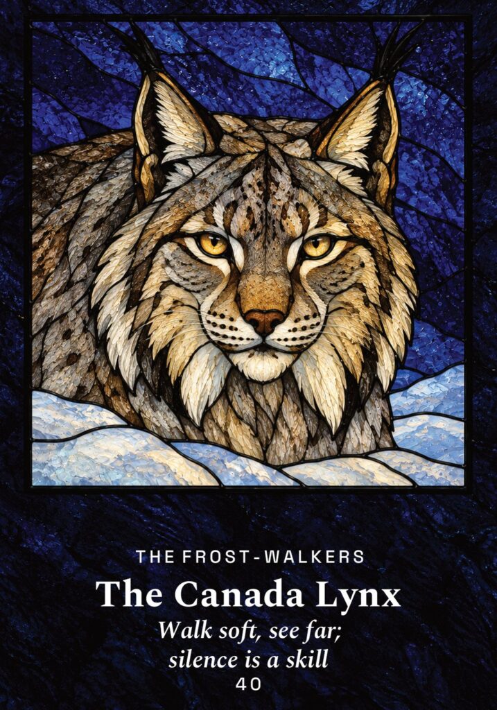 The Canada Lynx oracle card from The Yule Beasts Oracle deck