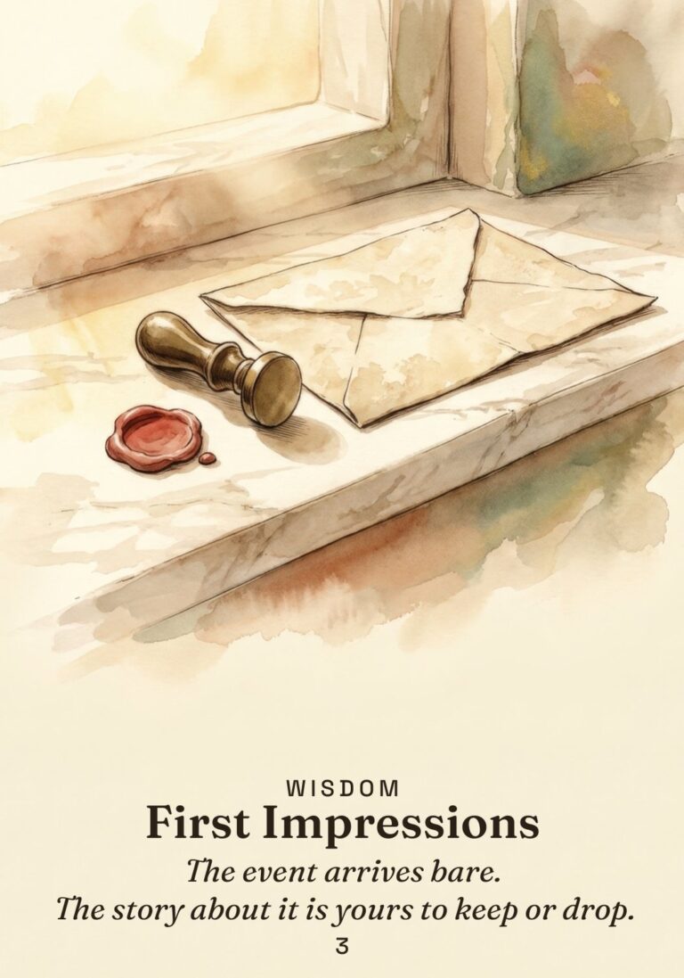 First Impressions oracle card from The Stoic Oracle