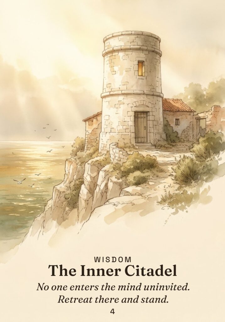 The Inner Citadel oracle card from The Stoic Oracle deck