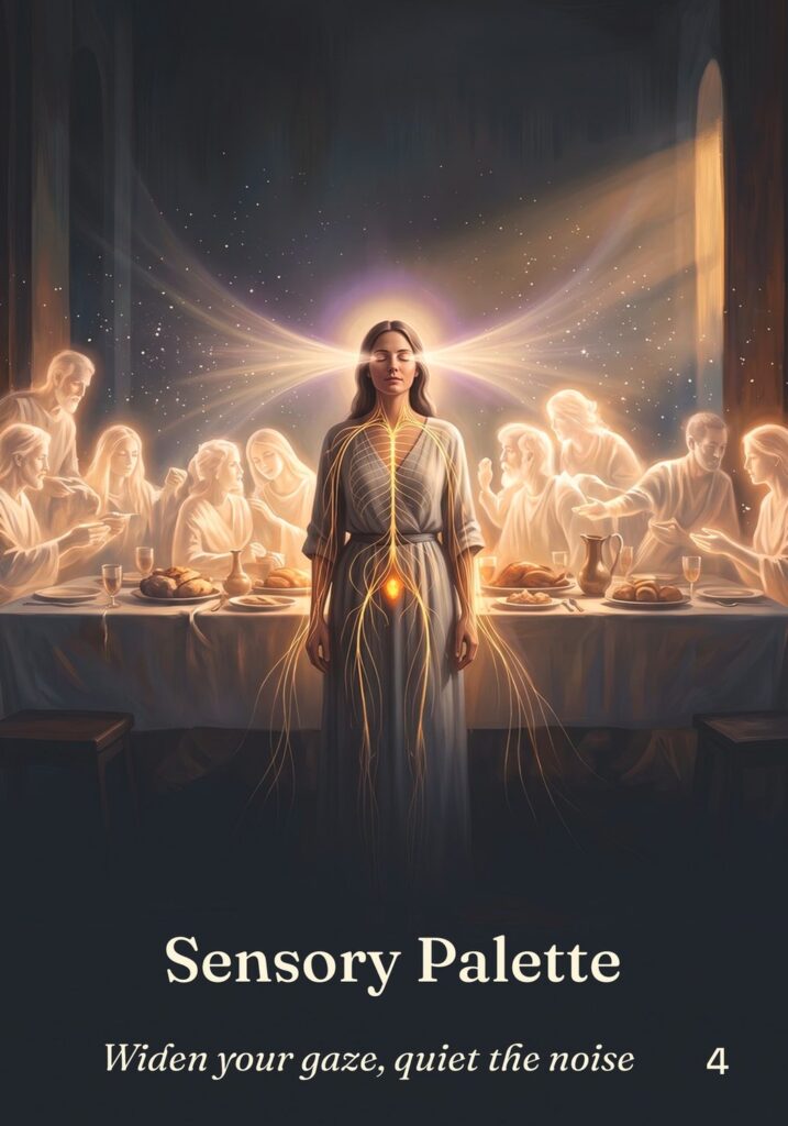 Sensory Palette oracle card from The Table of Connection Oracle deck