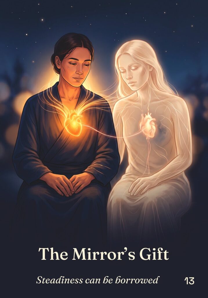 The Mirror’s Gift oracle card from The Table of Connection Oracle deck