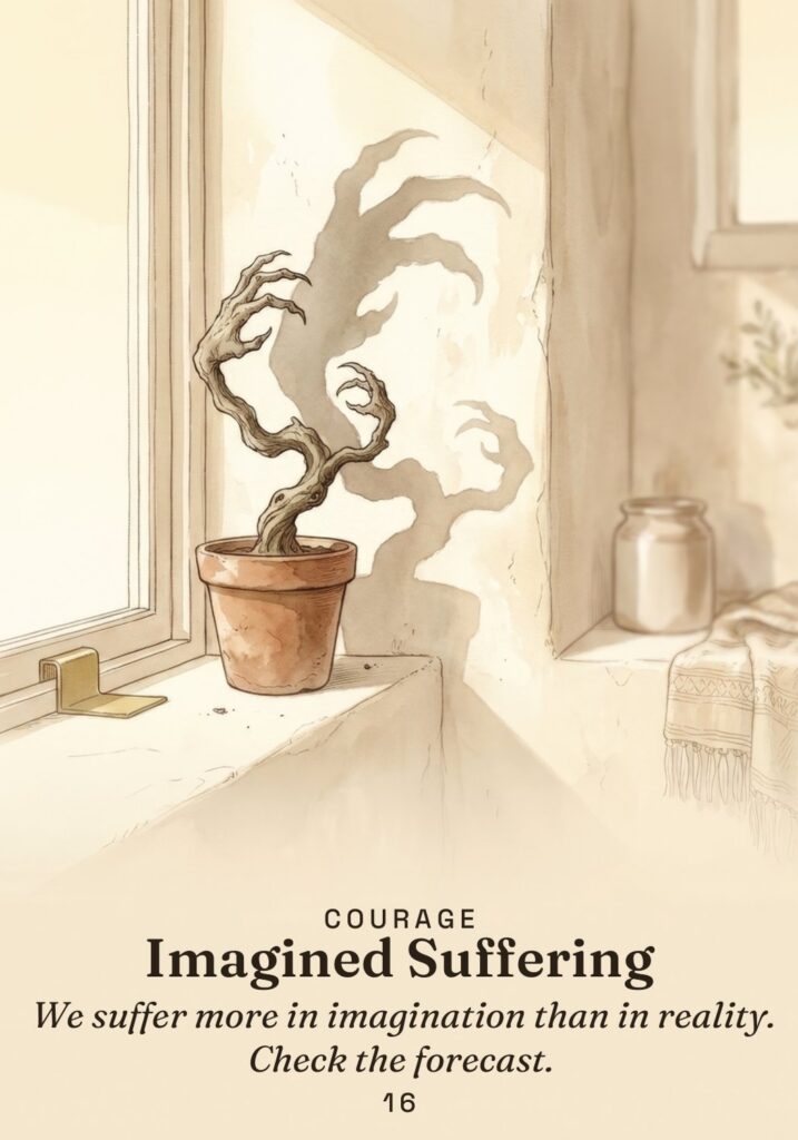 Imagined Suffering oracle card from The Stoic Oracle deck