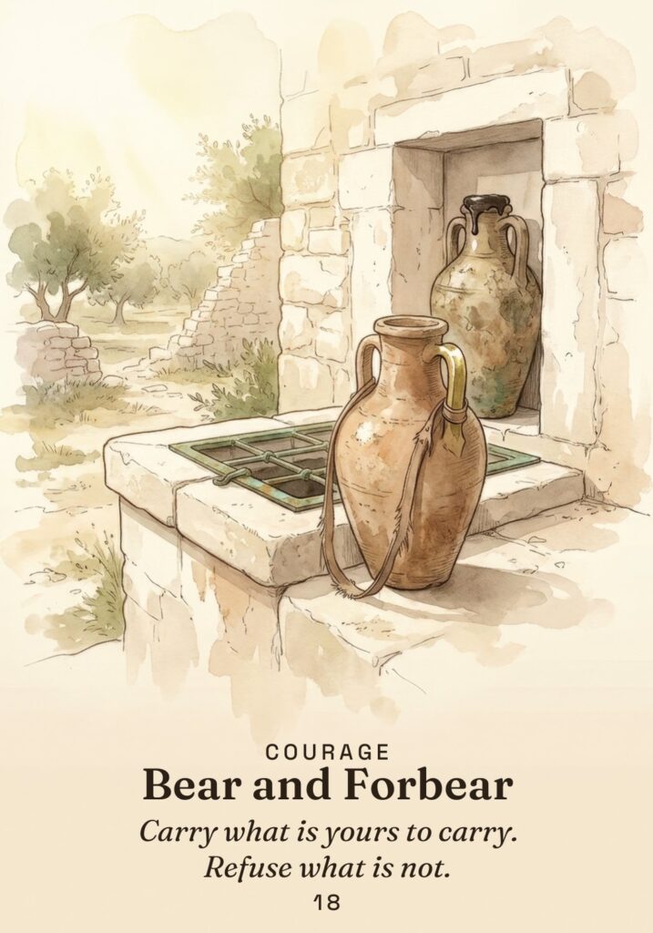 Bear and Forbear oracle card from The Stoic Oracle deck