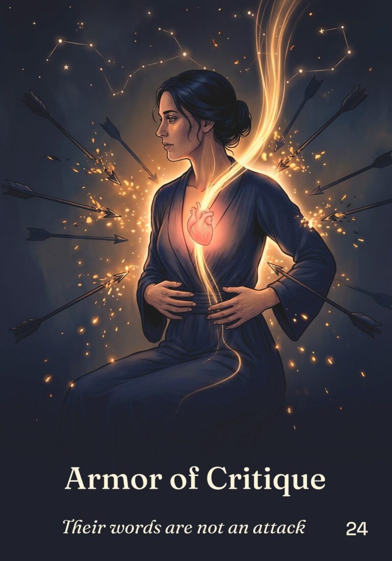Armor of Critique oracle card from The Table of Connection Oracle