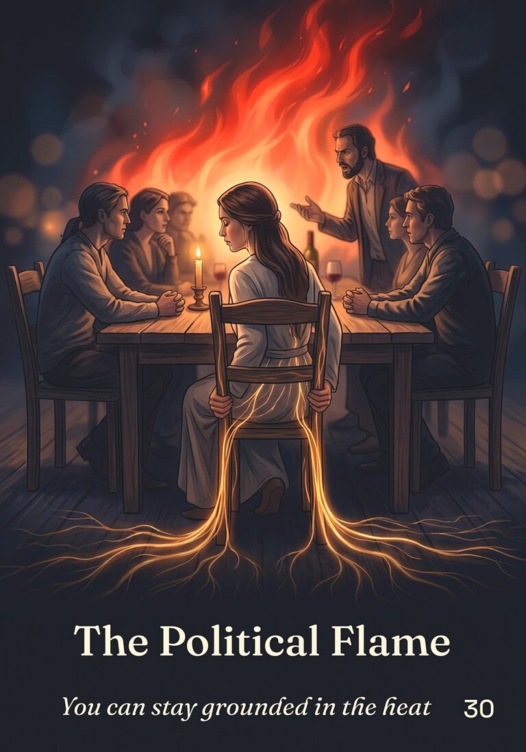 The Political Flame oracle card from The Table of Connection Oracle