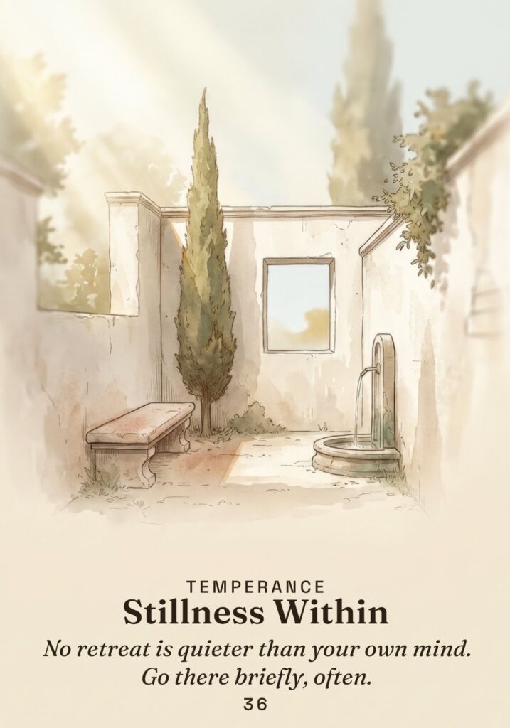Stillness Within oracle card from The Stoic Oracle deck