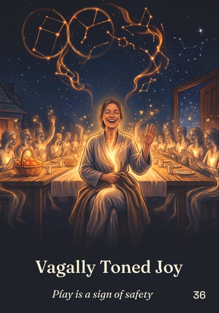 Vagally Toned Joy oracle card from The Table of Connection Oracle deck
