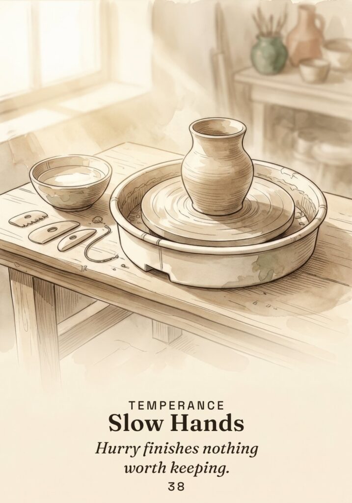 Slow Hands oracle card from The Stoic Oracle deck