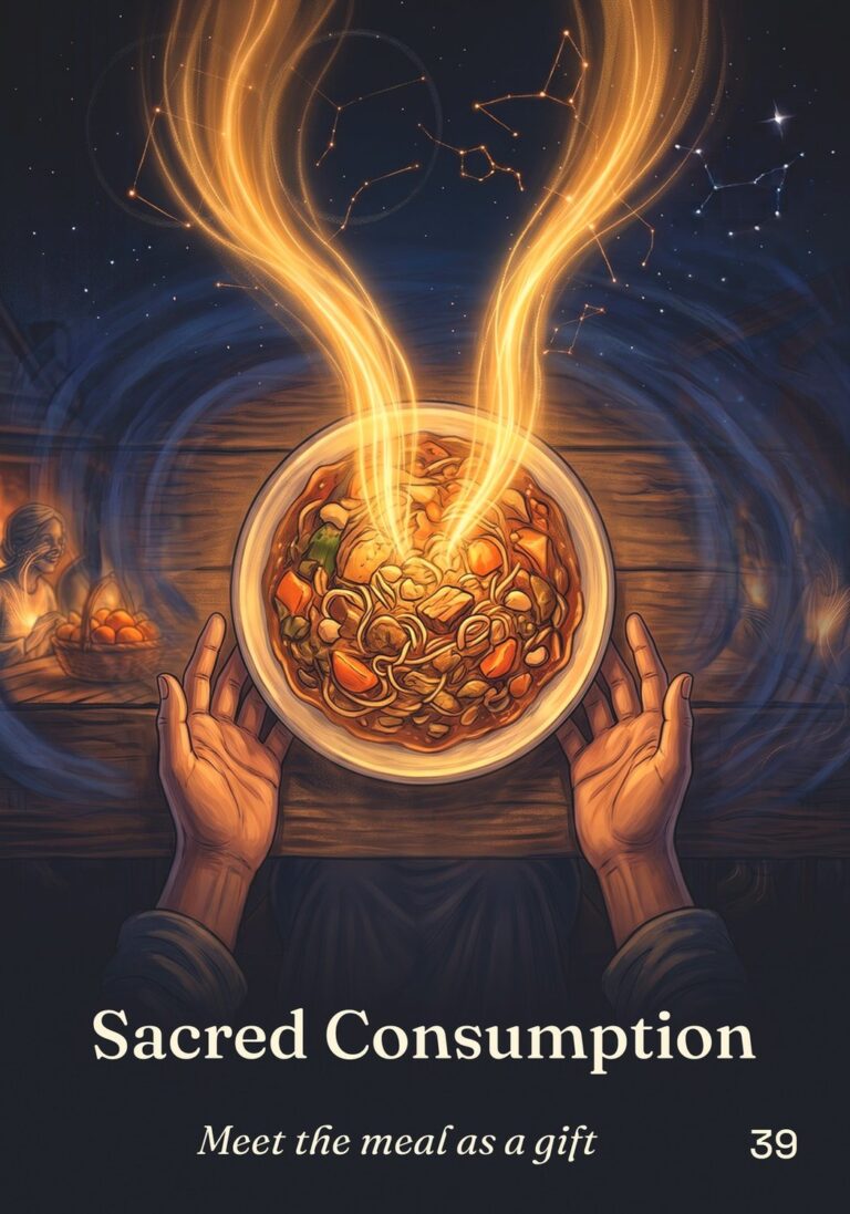 Sacred Consumption oracle card from The Table of Connection Oracle