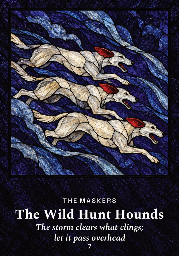 The Wild Hunt Hounds card from The Yule Beasts Oracle.